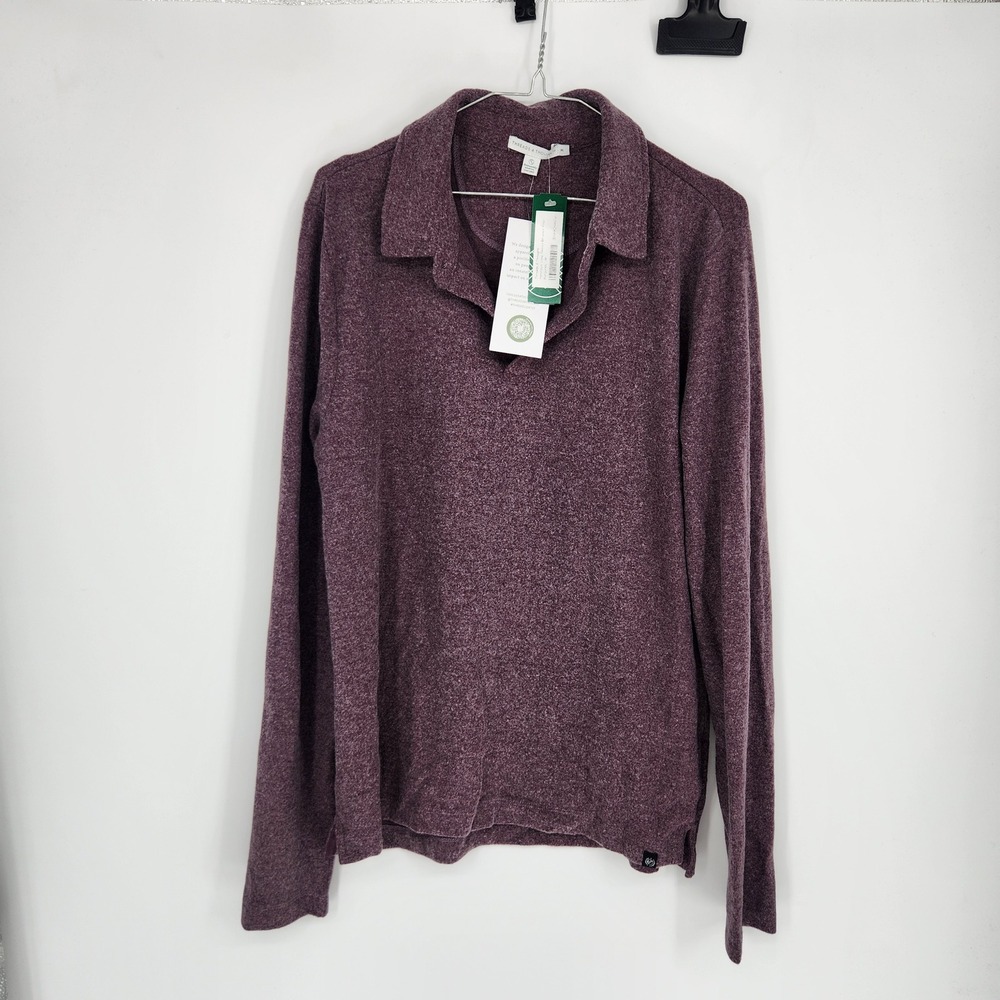 Threads 4 Thought Henrique Long Sleeve Brushed Polo Burgundy TM04093 Mens M